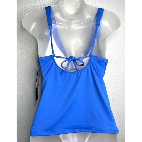 La Blanca Twist Front Tankini Swimsuit TOP SZ 6 Blue Tie Back NEW - Picture 3 of 12